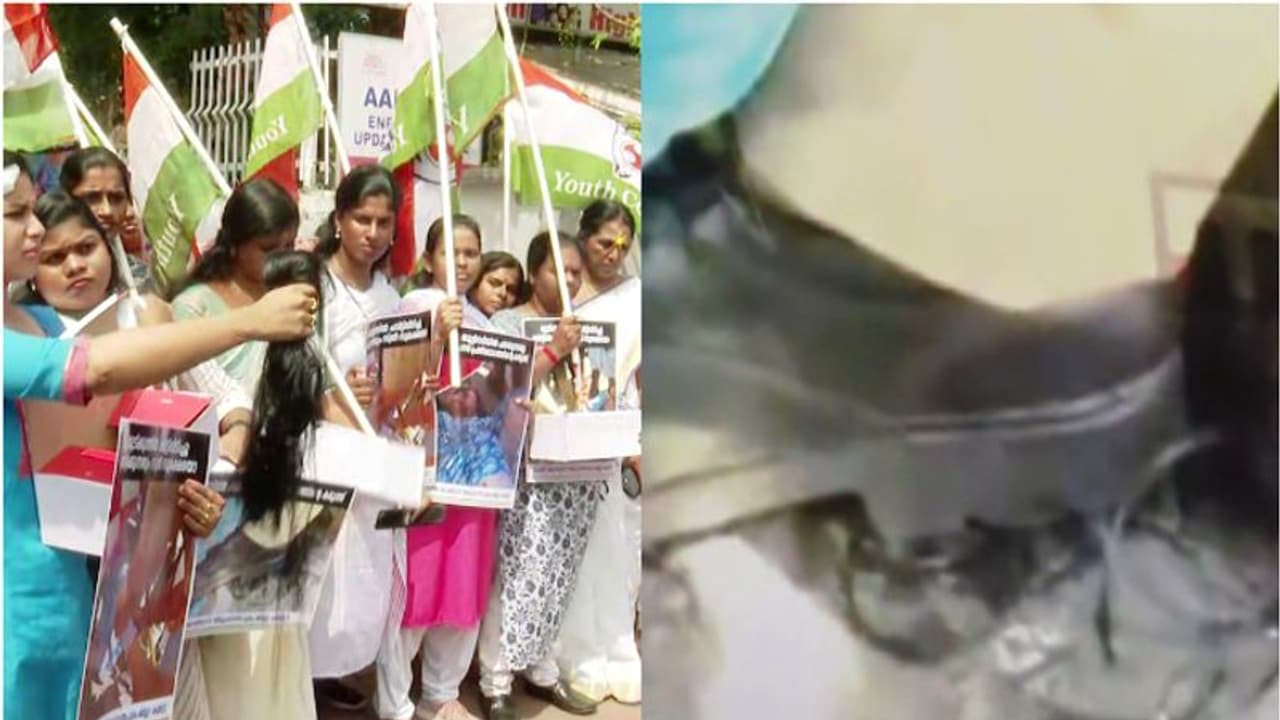 മുടിക്കുത്തിൽ പൊലീസ് ചവിട്ടിപ്പിടിച്ചു; ഡിജിപിക്ക് മുടി അയച്ച് കോൺഗ്രസിന്റെ വനിതാ പ്രവർത്തകർ, പ്രതിഷേധം മുടിക്കുത്തിൽ പൊലീസ് ചവിട്ടിപ്പിടിച്ചു; ഡിജിപിക്ക് മുടി അയച്ച് കോൺഗ്രസിന്റെ വനിതാ പ്രവർത്തകർ, പ്രതിഷേധം