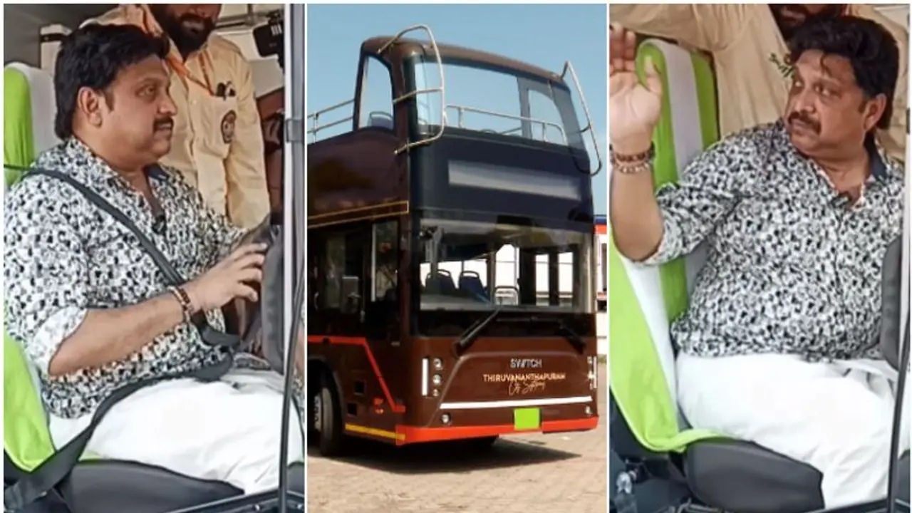 ഇന്ത്യയിലെ ആദ്യ ഇലക്ട്രിക് ഡബിൾ ഡക്കർ ബസോടിച്ച് ഗണേഷ് കുമാർ; ട്രയൽ റണ്ണിൽ യാത്രക്കാരായി കെഎസ്ആർടിസി ജീവനക്കാർ 
