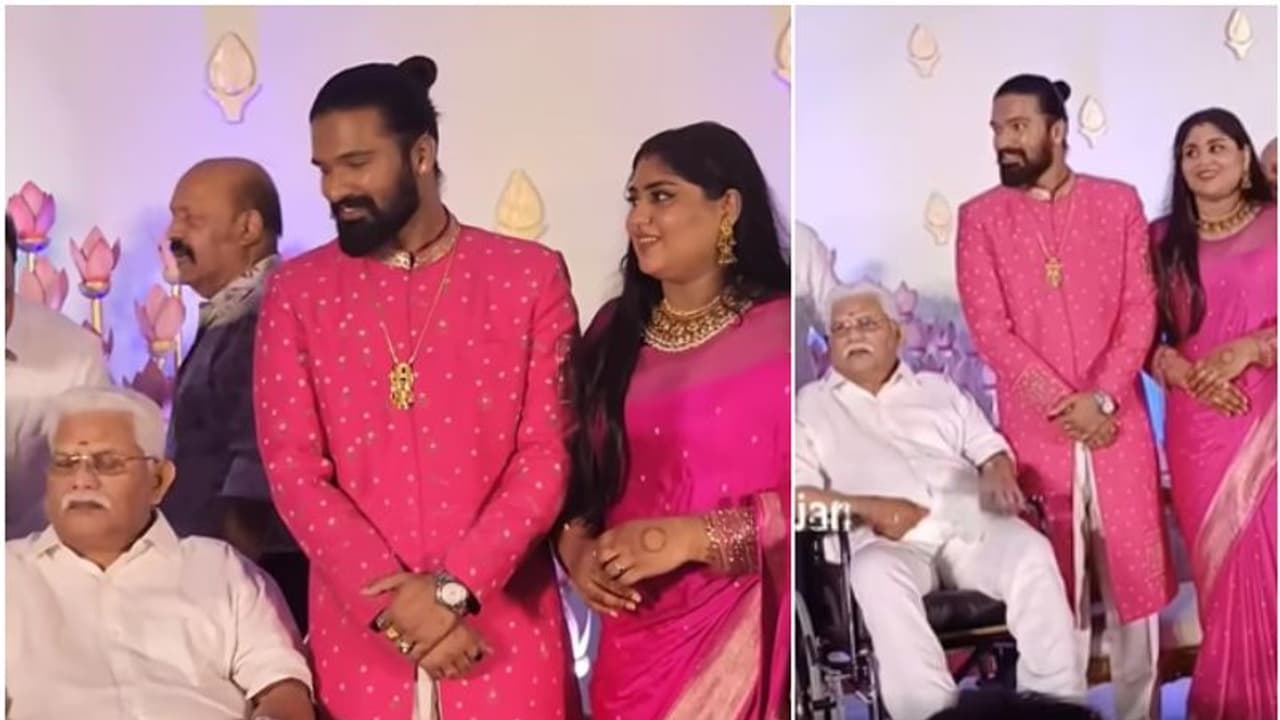 സുരേഷ് ഗോപിയുടെ മകളെയും വരനെയും ആശിർവദിക്കാൻ ഊര്‍ജ്ജസ്വലനായി ജഗതി എത്തി വീഡിയോ