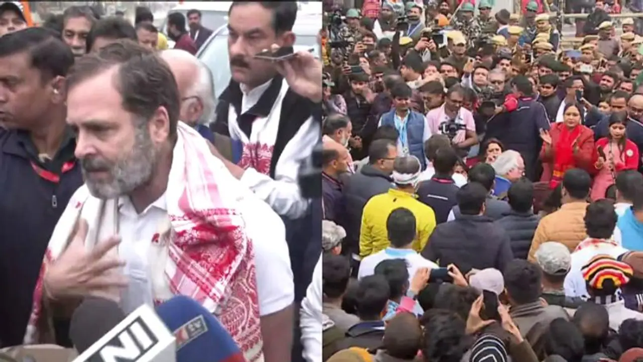 ക്ഷേത്ര ദര്ശനത്തിനെത്തിയ രാഹുല് ഗാന്ധിയെ തടഞ്ഞ് അസം പൊലീസ്, റോഡിൽ കുത്തിയിരുന്ന് പ്രതിഷേധം ക്ഷേത്ര ദര്ശനത്തിനെത്തിയ രാഹുല് ഗാന്ധിയെ തടഞ്ഞ് അസം പൊലീസ്, റോഡിൽ കുത്തിയിരുന്ന് പ്രതിഷേധം