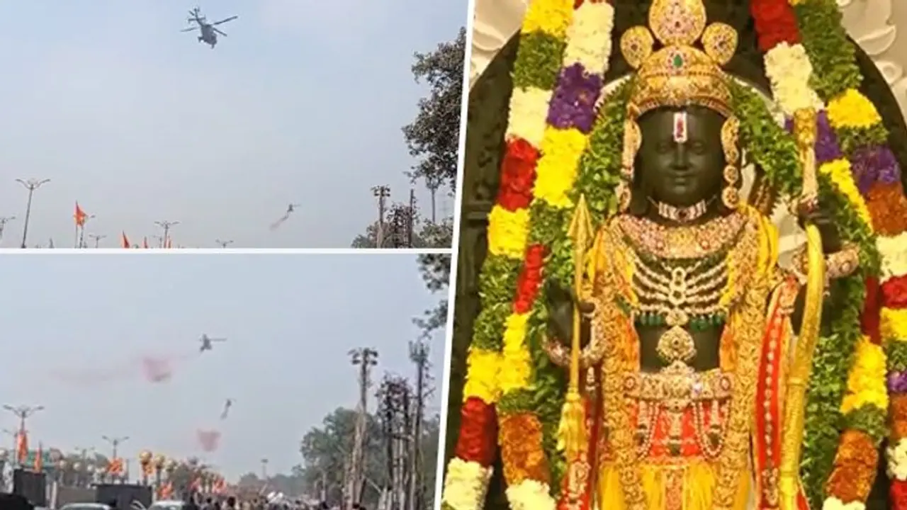 Indian Air Force helicopters shower flower petals as Ram Lalla idol unveiled in Ayodhya (WATCH)
