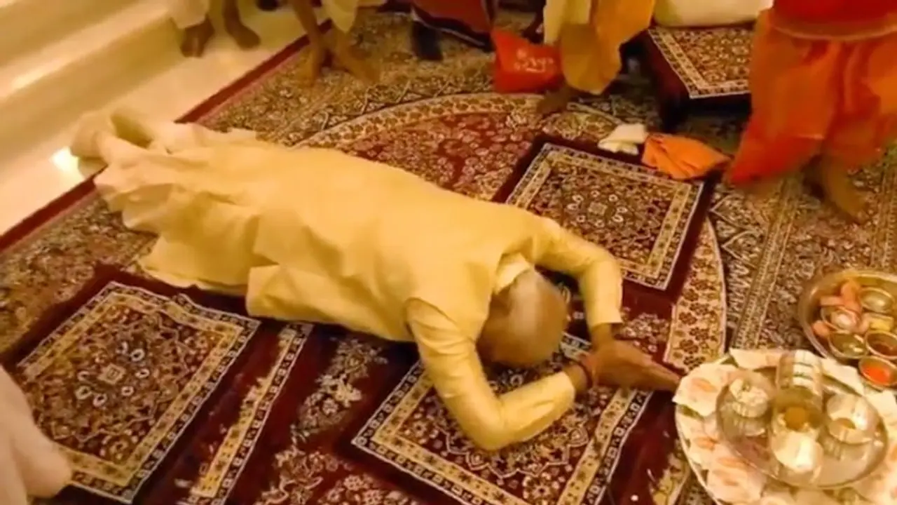 Ram Mandir: PM Modi performs 'Sashtang Dandvat Pranam' before Ram Lalla (WATCH)