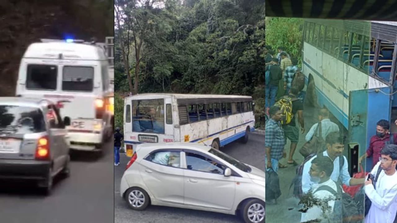 ആറാം വളവില് ബസ്സും ലോറിയും തകരാറിലായി, താമരശ്ശേരി ചുരത്തില് ഗതാഗതക്കുരുക്ക്, ആംബുലന്സും കുടുങ്ങി ആറാം വളവില് ബസ്സും ലോറിയും തകരാറിലായി, താമരശ്ശേരി ചുരത്തില് ഗതാഗതക്കുരുക്ക്, ആംബുലന്സും കുടുങ്ങി