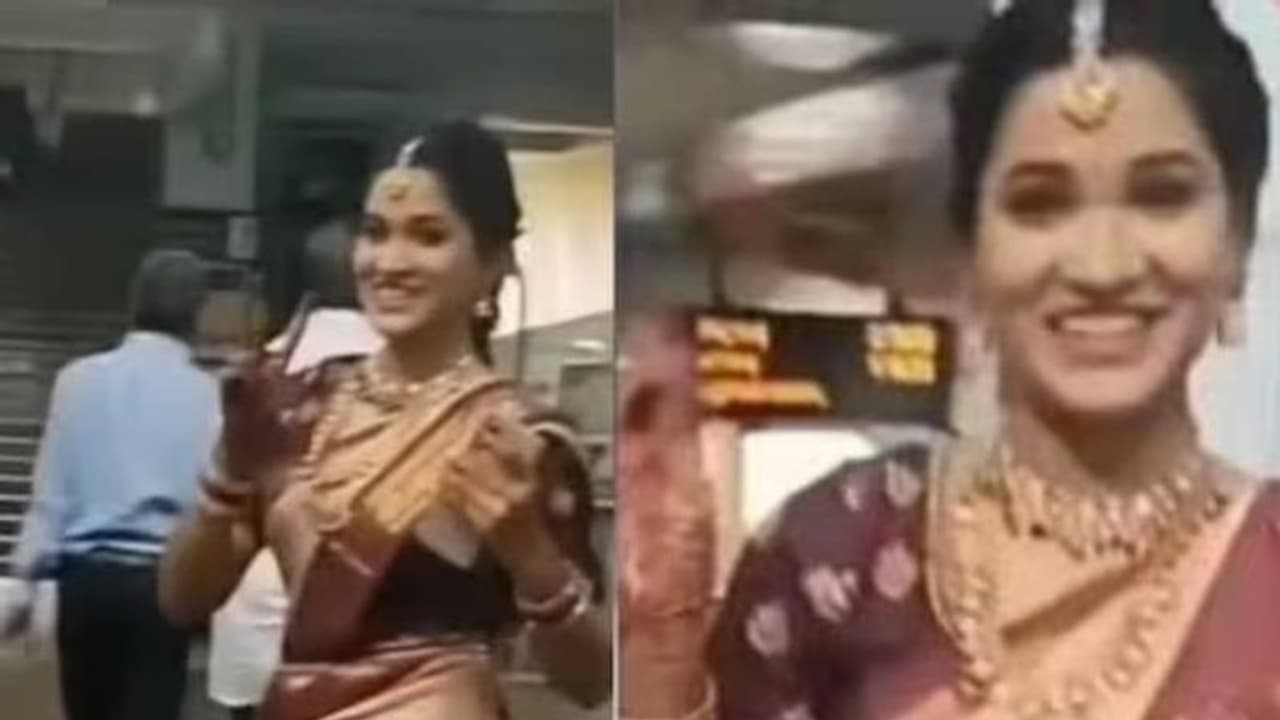 മിടുക്കി തന്നെ, മിടുമിടുക്കി; ഗതാഗതക്കുരുക്കൊഴിവാക്കാൻ മെട്രോ പിടിച്ച് വധു, വീഡിയോ വൈറൽ മിടുക്കി തന്നെ, മിടുമിടുക്കി; ഗതാഗതക്കുരുക്കൊഴിവാക്കാൻ മെട്രോ പിടിച്ച് വധു, വീഡിയോ വൈറൽ