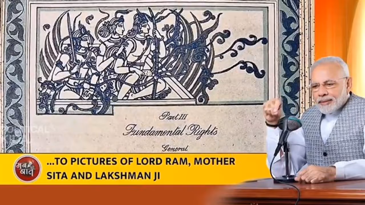 PM Modi highlights Ram Sita images in original Constitution, silences critics of Pran Pratishtha (WATCH)