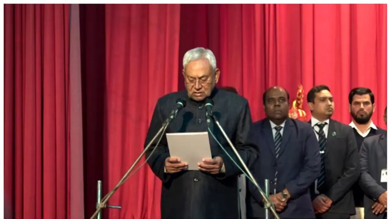 ಬಿಹಾರದಲ್ಲಿ ಬಿಜೆಪಿ ಮೈತ್ರಿ ಸರ್ಕಾರ ರಚನೆ, 9ನೇ ಬಾರಿಗೆ ಸಿಎಂ ಆಗಿ ನಿತೀಶ್ ಕುಮಾರ್ ಪ್ರಮಾಣವಚನ!