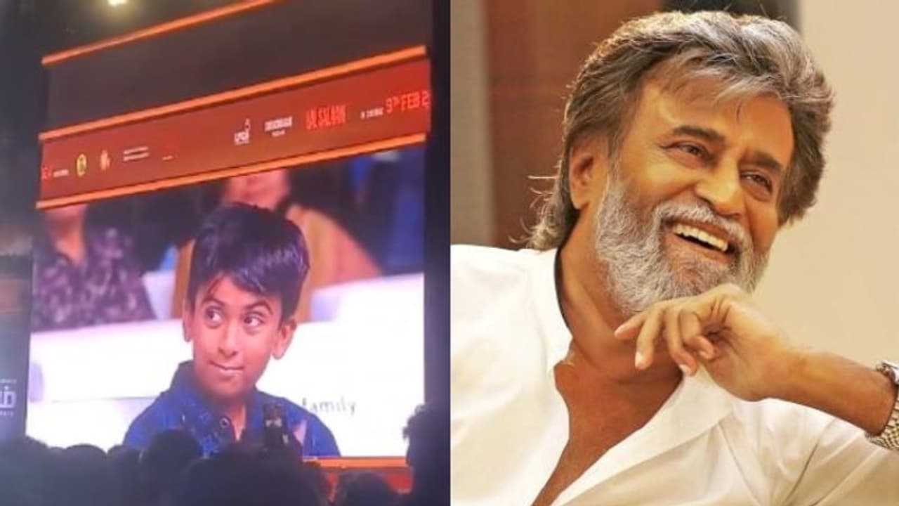 WATCH: Rajinikanth's grandson mimics grandfather's iconic signature gesture at 'Lal Salaam' audio launch WATCH: Rajinikanth's grandson mimics grandfather's iconic signature gesture at 'Lal Salaam' audio launch