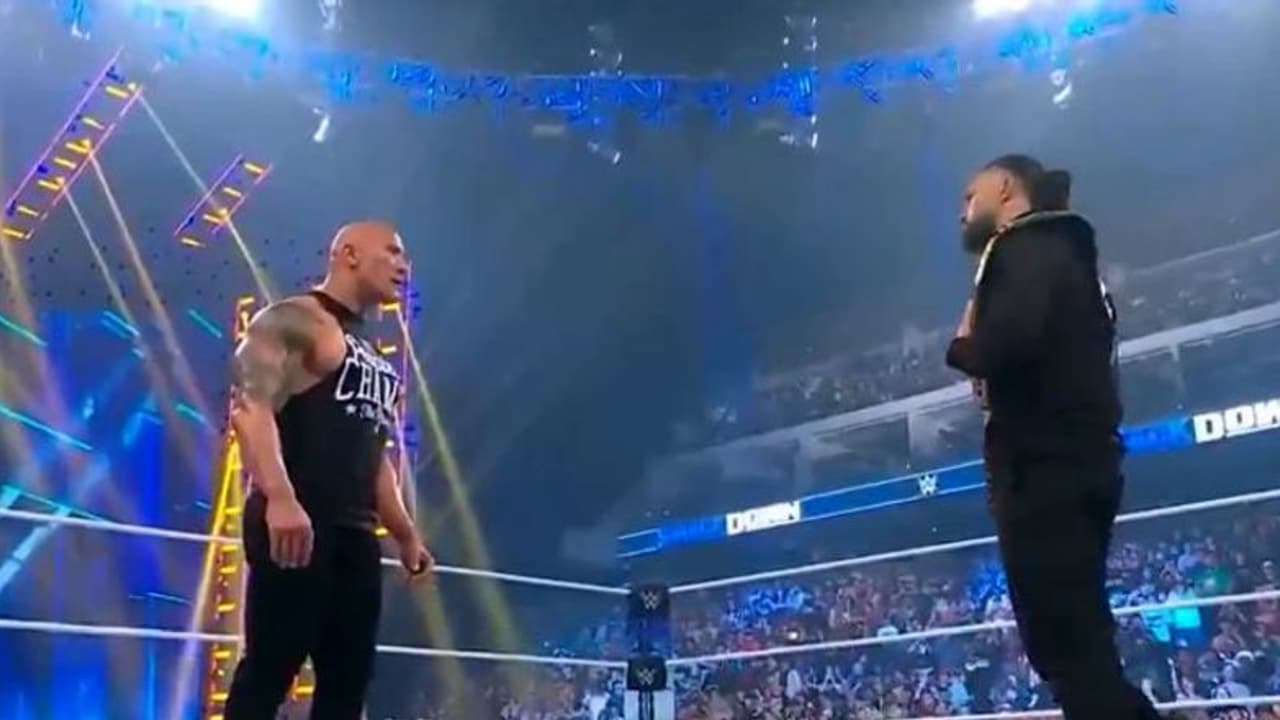 WWE: 'The Rock' Dwayne Johnson, Roman Reigns in a dramatic staredown on 'SmackDown' ahead of WrestleMania XL WWE: 'The Rock' Dwayne Johnson, Roman Reigns in a dramatic staredown on 'SmackDown' ahead of WrestleMania XL