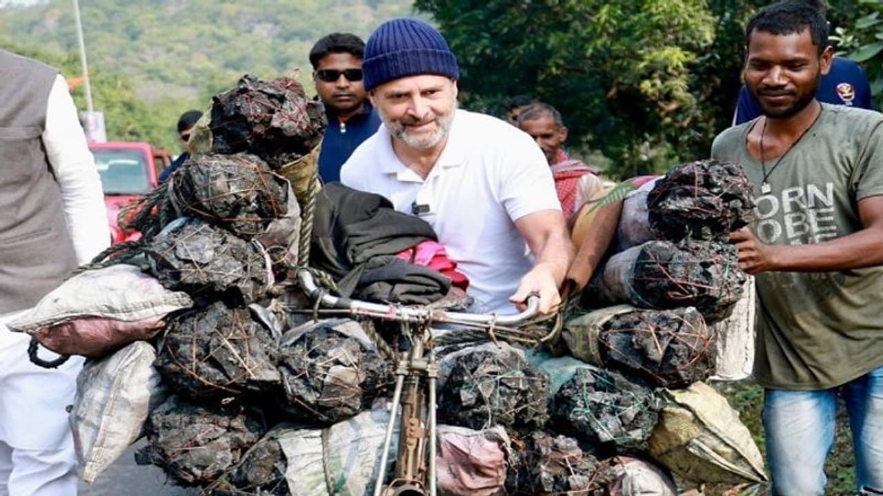 భారత్ జోడో న్యాయ్ యాత్ర : జార్ఖండ్లో 200కిలోల బరువైన బొగ్గున్న సైకిల్ నడిపిన రాహుల్ గాంధీ... భారత్ జోడో న్యాయ్ యాత్ర : జార్ఖండ్లో 200కిలోల బరువైన బొగ్గున్న సైకిల్ నడిపిన రాహుల్ గాంధీ...