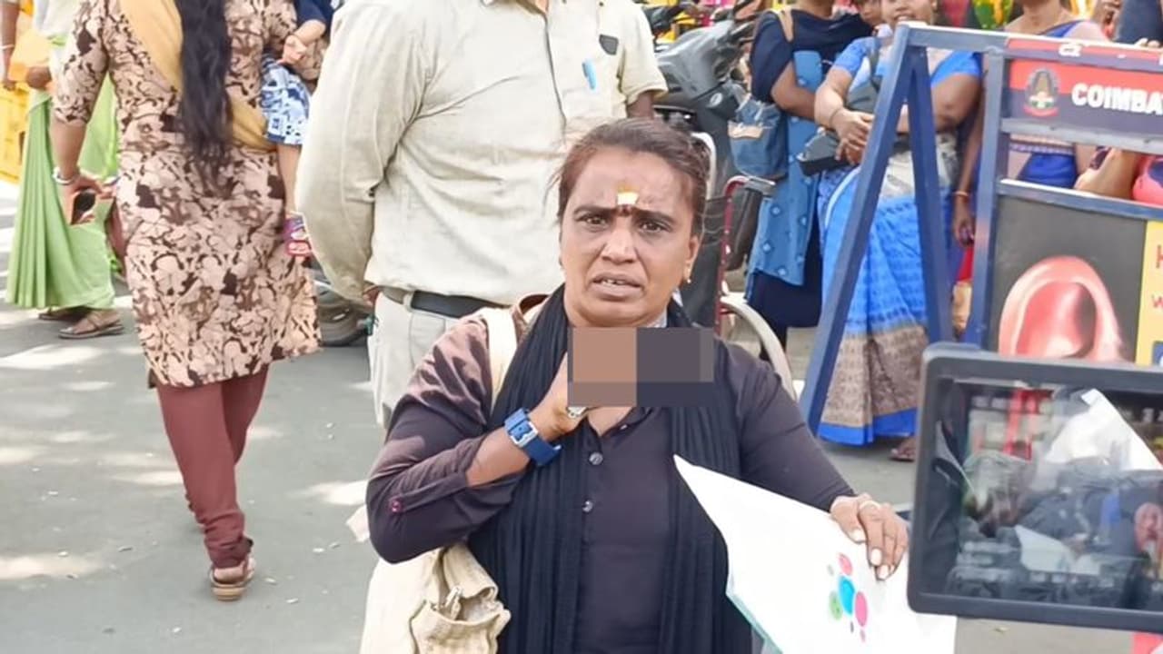 கழுத்தில் கத்தியை வைத்து மிரட்டல் விடுத்த பெண்; கோவை ஆட்சியர் அலுவலகத்தில் பரபரப்பு