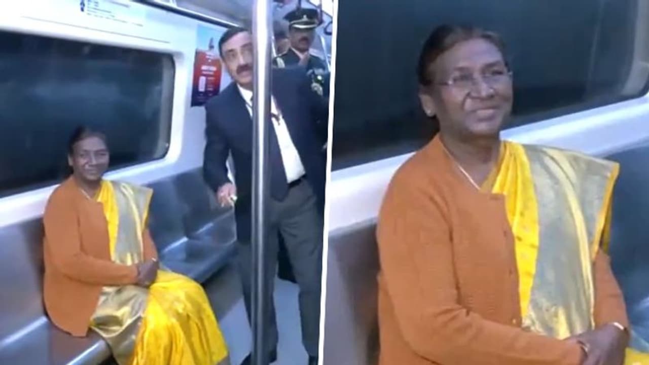 President Droupadi Murmu takes a metro ride in Delhi (WATCH) President Droupadi Murmu takes a metro ride in Delhi (WATCH)