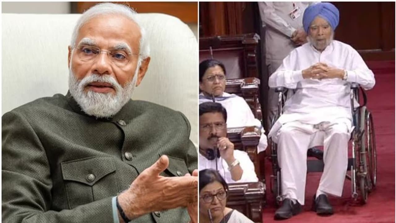 'സംഭാവനകൾ വളരെ വലുത്'; എംപിമാരുടെ വിടവാങ്ങൽ പ്രസംഗത്തിൽ മുൻ പ്രധാനമന്ത്രി മൻമോഹൻ സിങ്ങിനെ പ്രശംസിച്ച് മോദി
