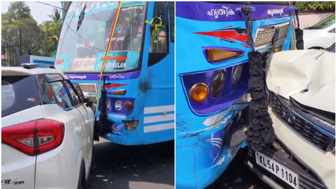 'റോംഗ് സൈഡിൽ ചീറിപ്പാഞ്ഞ് ശോഭാസ്', കാണിപ്പയ്യൂരിൽ വെച്ച് കാറിന് മുകളിലേക്ക് ഇടിച്ച് കയറി, തലനാരിഴയ്ക്ക് രക്ഷ