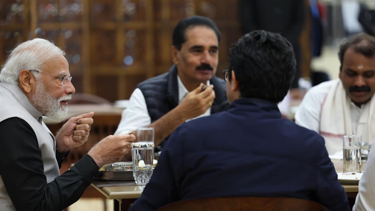 PM Modi lunch with MPs PM Modi lunch with MPs