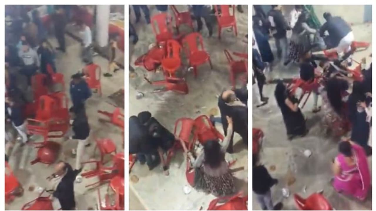 കൂട്ടപ്പൊരിച്ചിൽ... ; വിവാഹാഘോഷത്തിന്‍റെ ഭാഗമായ ഡിജെ പാർട്ടിക്കിടെ നടന്ന കൂട്ടത്തല്ലിന്‍റെ വീഡിയോ പുറത്ത് !