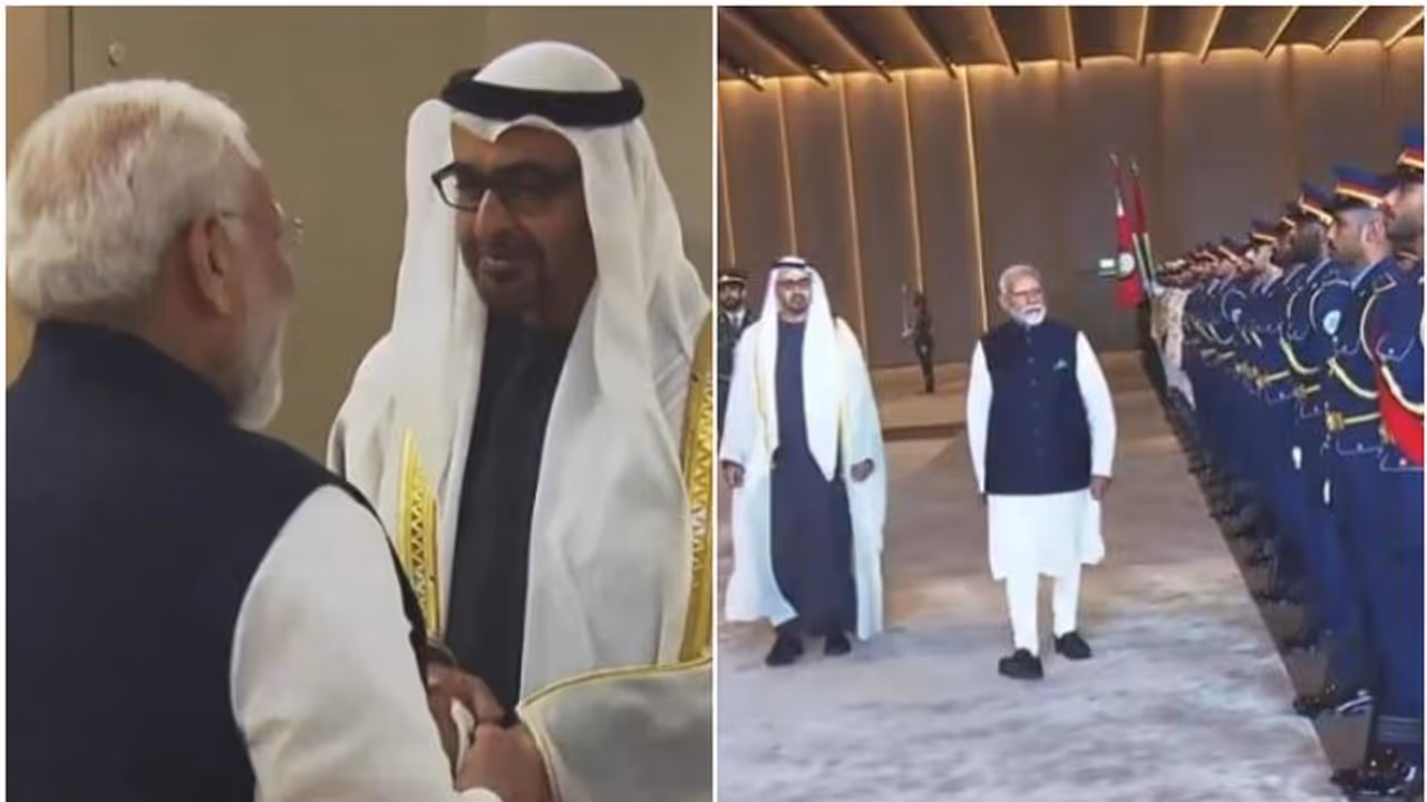 അബുദാബിയിലെത്തി മോദി, സ്വീകരിച്ച് ശൈഖ് മുഹമ്മദ്; 'അഹ്ലൻ മോദി'ക്കായി കാത്ത് പ്രവാസി സമൂഹം അബുദാബിയിലെത്തി മോദി, സ്വീകരിച്ച് ശൈഖ് മുഹമ്മദ്; 'അഹ്ലൻ മോദി'ക്കായി കാത്ത് പ്രവാസി സമൂഹം