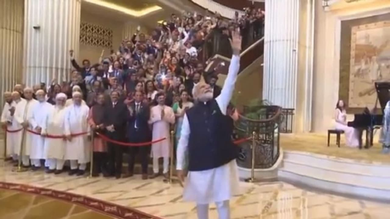 Modi Hai to Mumkin Hai, Bharat Mata Ki Jai: Indians in Abu Dhabi welcome PM Modi with spirited chants (WATCH) Modi Hai to Mumkin Hai, Bharat Mata Ki Jai: Indians in Abu Dhabi welcome PM Modi with spirited chants (WATCH)