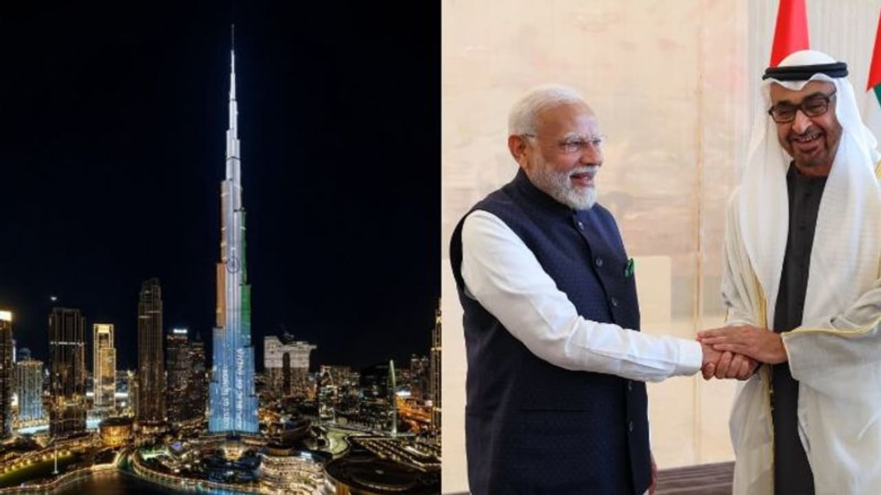 Burj Khalifa: యూఏఈలో ప్రధాని మోడీ పర్యటన వేళ.. బుర్జ్ ఖలీఫాపై రెపరెపలాడిన మువ్వన్నెల జెండా.. Burj Khalifa: యూఏఈలో ప్రధాని మోడీ పర్యటన వేళ.. బుర్జ్ ఖలీఫాపై రెపరెపలాడిన మువ్వన్నెల జెండా..