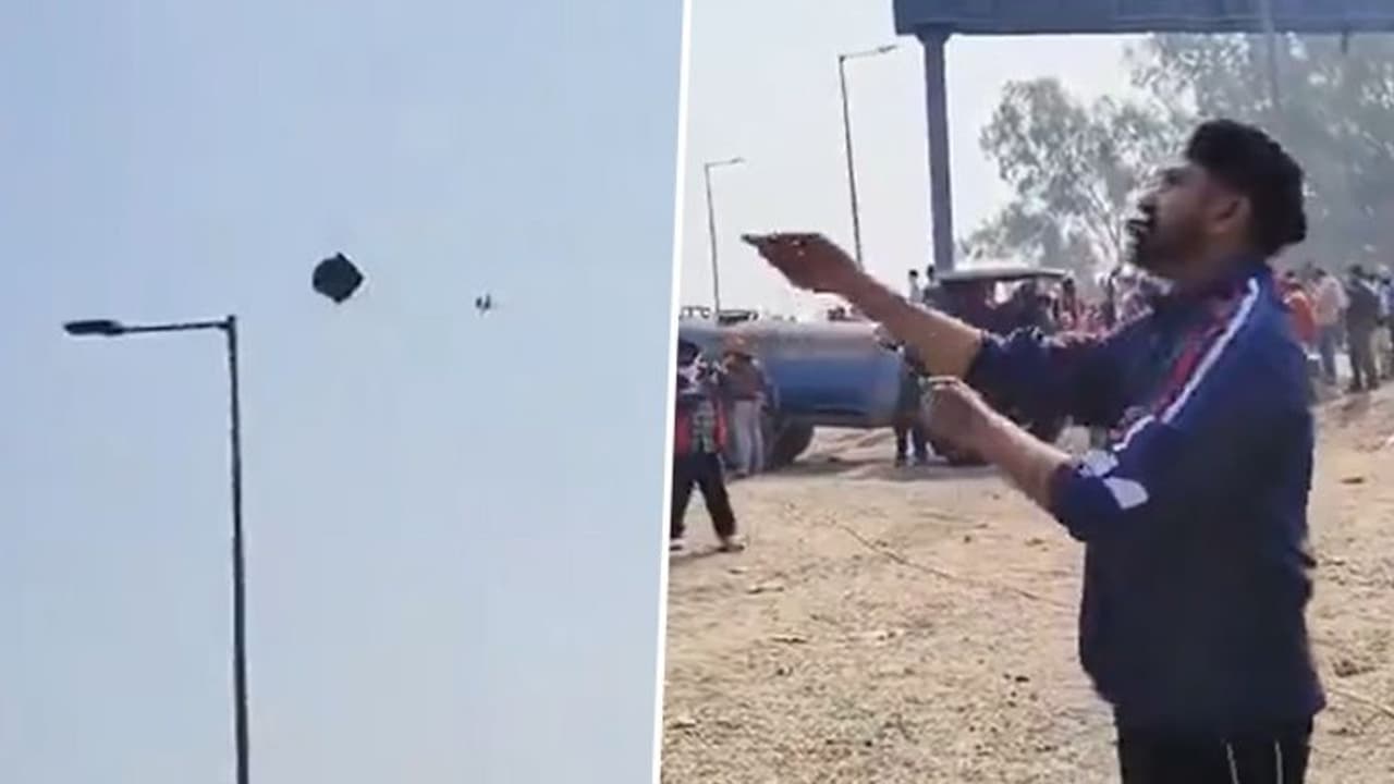 Farmers use kites to block drones used by police for dropping tear gas shells amid protest; WATCH viral video Farmers use kites to block drones used by police for dropping tear gas shells amid protest; WATCH viral video