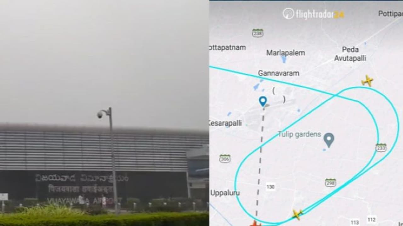 కిందకు దిగాలంటే ఏమైనా కనిపించాలిగా..! విజయవాడ వినువీధుల్లో విమానాలు చక్కర్లు కిందకు దిగాలంటే ఏమైనా కనిపించాలిగా..! విజయవాడ వినువీధుల్లో విమానాలు చక్కర్లు