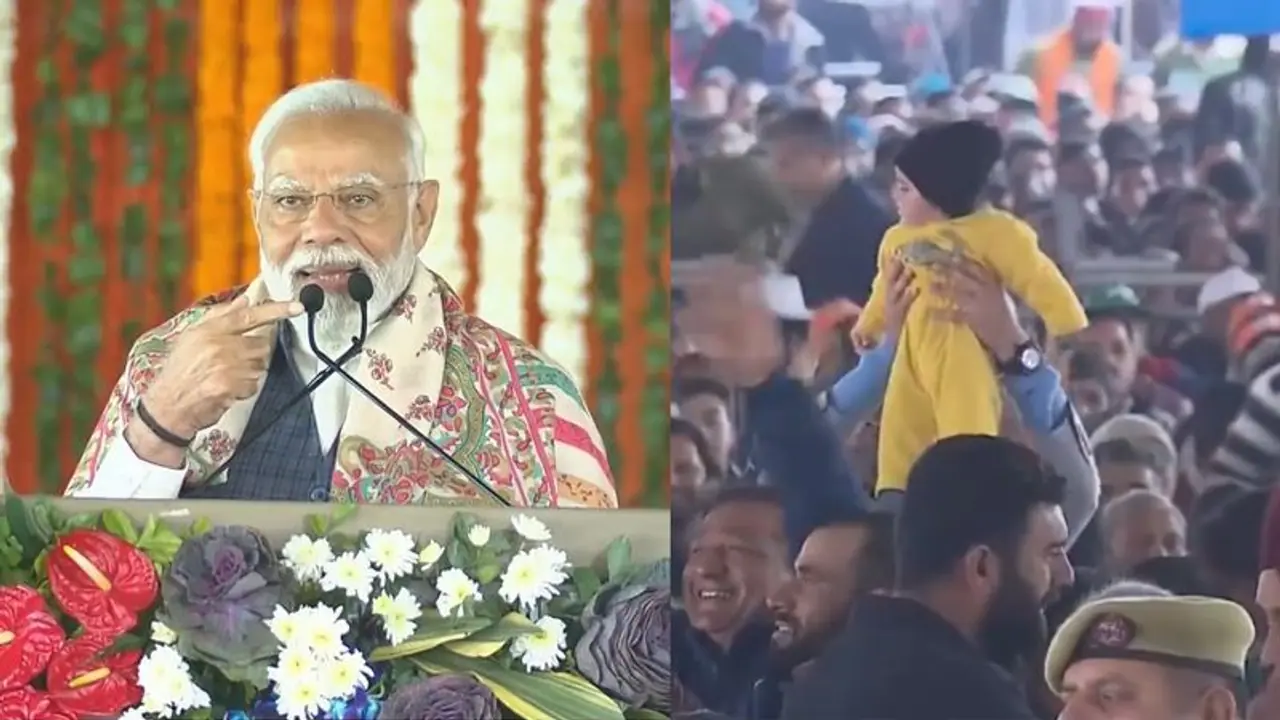 ಪುಟ್ಟ ಮಗುವನ್ನು ಎತ್ತಿ ಹಿಡಿದು ತೊಂದರೆಕೊಡಬೇಡಿ, ಭಾಷಣದ ನಡುವೆ ಮೋದಿ ಹೃದಯಸ್ಪರ್ಶಿ ನಡೆ! ಪುಟ್ಟ ಮಗುವನ್ನು ಎತ್ತಿ ಹಿಡಿದು ತೊಂದರೆಕೊಡಬೇಡಿ, ಭಾಷಣದ ನಡುವೆ ಮೋದಿ ಹೃದಯಸ್ಪರ್ಶಿ ನಡೆ!