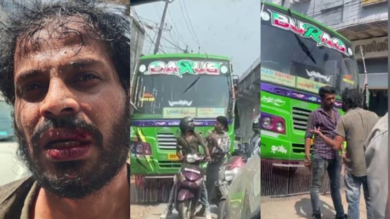 'ഫ്രീ ലെഫ്റ്റിൽ' വഴി തടസപ്പെടുത്തി ബസ് നിർത്തി, ചോദ്യം ചെയ്ത സ്കൂട്ടർ യാത്രക്കാരന് നടുറോഡിൽ ക്രൂരമർദനം 'ഫ്രീ ലെഫ്റ്റിൽ' വഴി തടസപ്പെടുത്തി ബസ് നിർത്തി, ചോദ്യം ചെയ്ത സ്കൂട്ടർ യാത്രക്കാരന് നടുറോഡിൽ ക്രൂരമർദനം