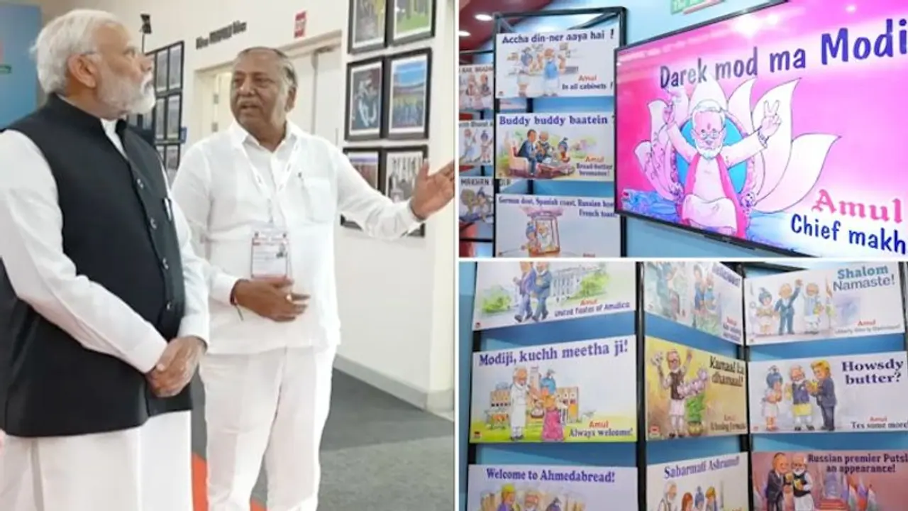 PM Modi explores captivating Amul exhibition showcasing iconic advertisements in Ahmedabad (WATCH) PM Modi explores captivating Amul exhibition showcasing iconic advertisements in Ahmedabad (WATCH)