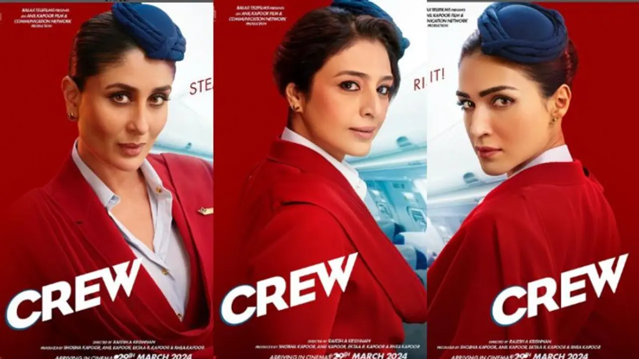 'Crew': Kareena Kapoor Khan, Tabu, Kriti Sanon slay as air hostesses in new poster