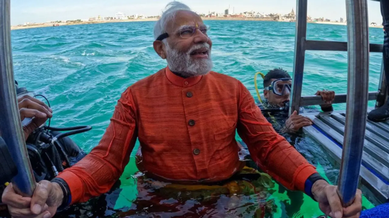 PM Modi takes plunge: Performs underwater puja in Dwarka's submerged realm; See pics PM Modi takes plunge: Performs underwater puja in Dwarka's submerged realm; See pics