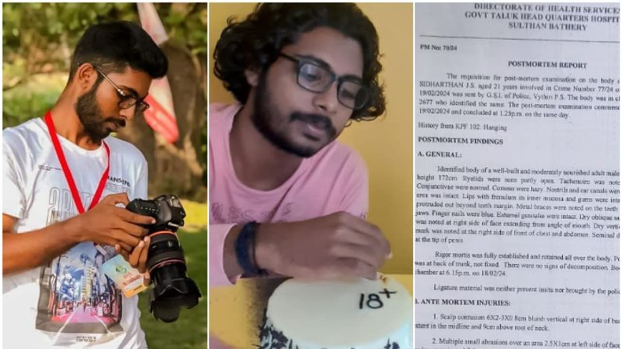 സിദ്ധാർഥിൻ്റെ മരണം: പൊലീസിന് കൂടുതൽ വിവരം കിട്ടി, പ്രതിപ്പട്ടിക നീളും, എസ്എഫ്ഐ നേതാക്കളടക്കം 12 പേർ ഒളിവിൽ സിദ്ധാർഥിൻ്റെ മരണം: പൊലീസിന് കൂടുതൽ വിവരം കിട്ടി, പ്രതിപ്പട്ടിക നീളും, എസ്എഫ്ഐ നേതാക്കളടക്കം 12 പേർ ഒളിവിൽ