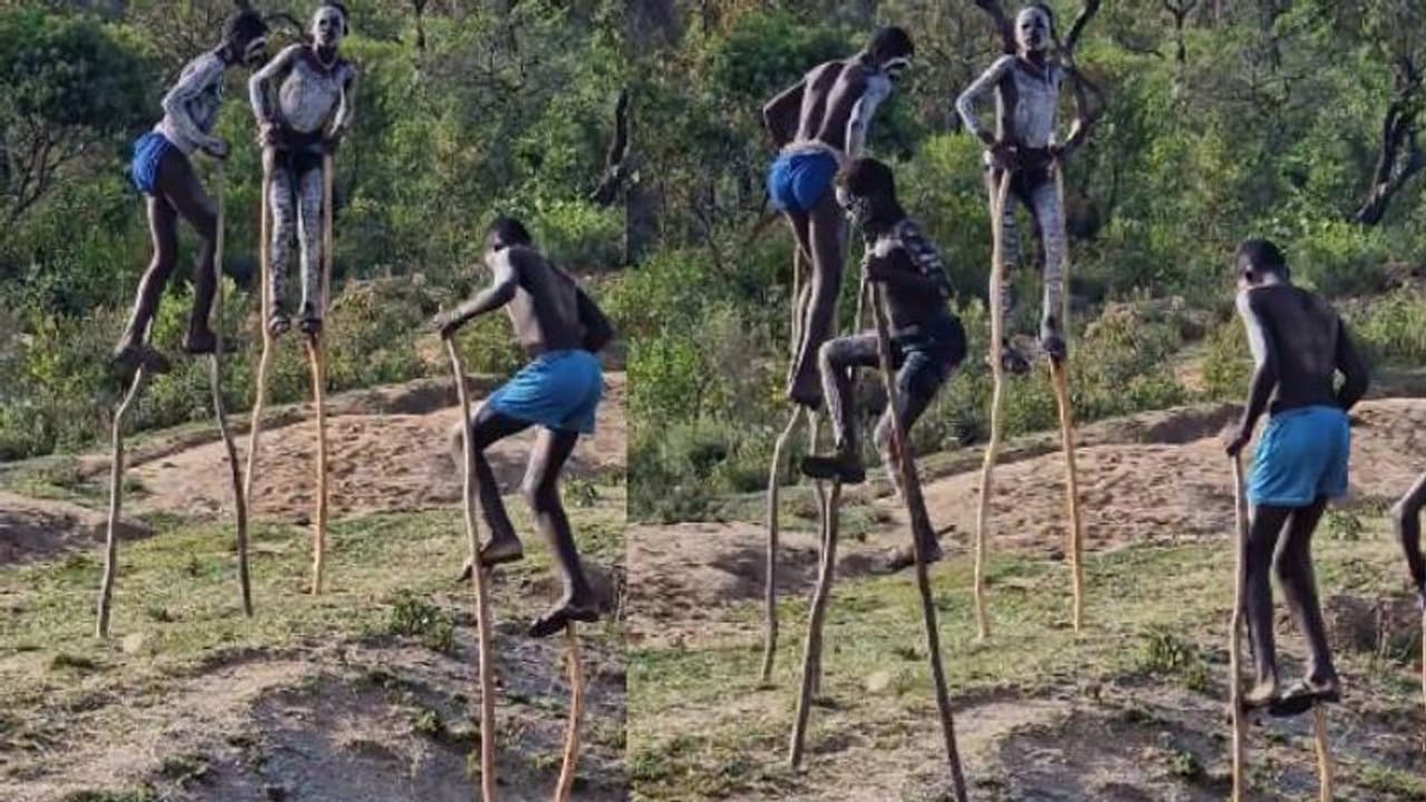 കൊച്ചുകുട്ടികൾ മുതൽ വൃദ്ധന്മാർ വരെ, കാല്‍ നിലത്ത് കുത്തില്ല, പത്തടിയുടെ വടിയിൽ ചവിട്ടി നീങ്ങുന്ന മനുഷ്യര്‍