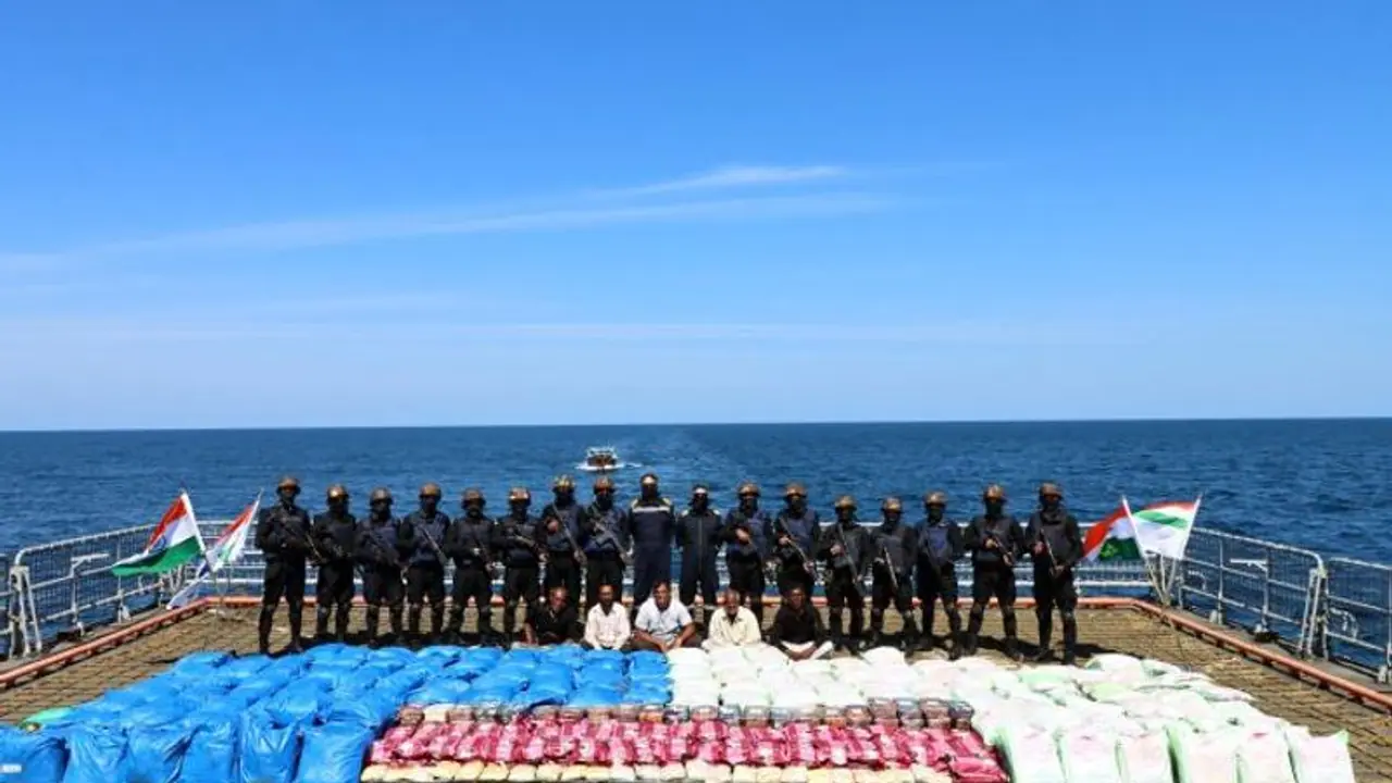 3500 kg drugs worth over Rs 1000 crore seized during NCB Navy joint operation off Gujarat coast 3500 kg drugs worth over Rs 1000 crore seized during NCB Navy joint operation off Gujarat coast