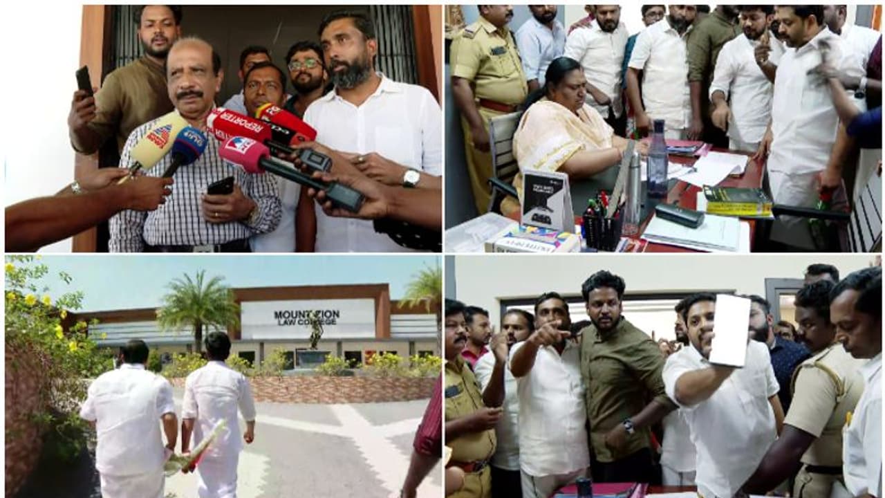 പ്രതിഷേധം കടുത്തു; ഡിവൈഎഫ്ഐ നേതാവിനെ പുറത്താക്കി കോളേജ്, അറസ്റ്റ് ചെയ്യുന്നതുവരെ സമരമെന്ന് യൂത്ത് കോൺഗ്രസ് പ്രതിഷേധം കടുത്തു; ഡിവൈഎഫ്ഐ നേതാവിനെ പുറത്താക്കി കോളേജ്, അറസ്റ്റ് ചെയ്യുന്നതുവരെ സമരമെന്ന് യൂത്ത് കോൺഗ്രസ്