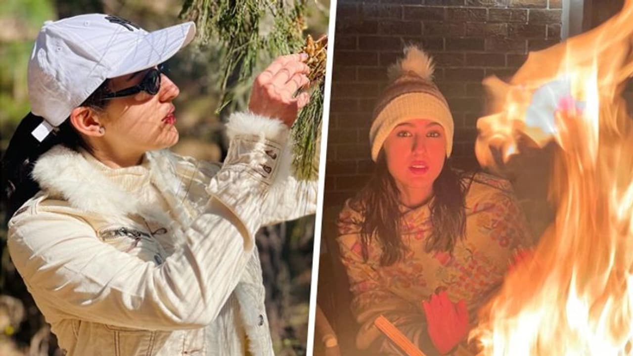 'Oh pine will you be mine', Sara Ali Khan shares sun kissed pictures from mountains [PHOTOS]