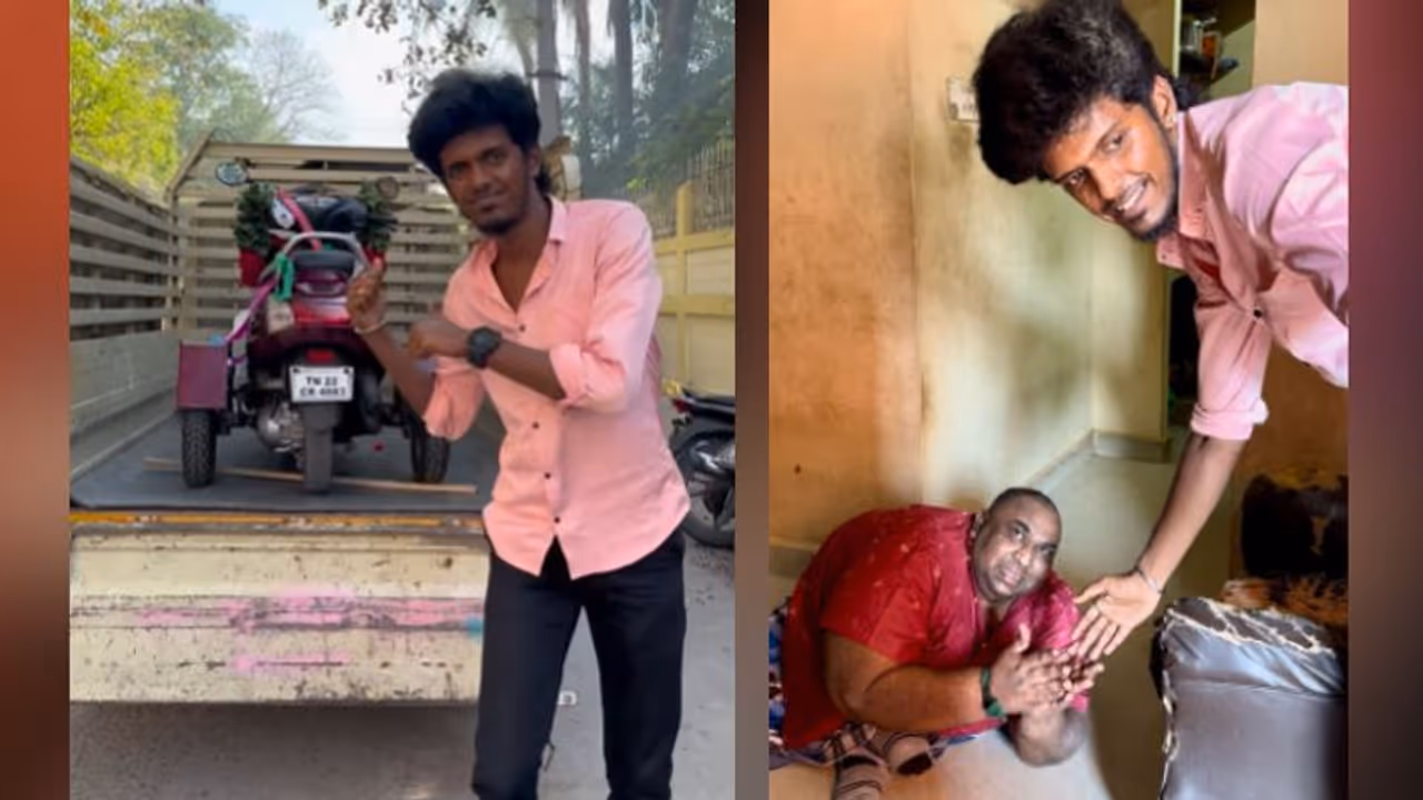 சொந்த செலவில் பைக் வாங்கி கொடுத்த பாலா... காலில் விழுந்து நன்றி சொன்ன மாற்றுத்திறனாளி கலங்க வைக்கும் வீடியோ