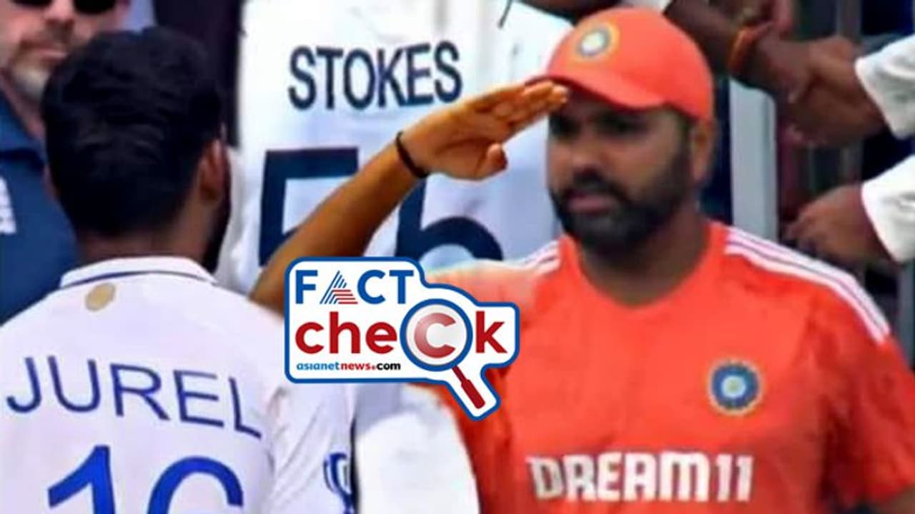 'ധ്രുവ് ജൂറെലിനെ സല്യൂട്ട് ചെയ്‍ത് രോഹിത് ശർമ്മ; ചിത്രത്തിന് ഒരു പ്രശ്‍നമുണ്ട്!