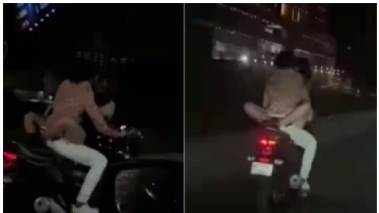 "യെൻ പ്രേമിക്കുടൂ" ഫ്യുവൽ ടാങ്കിലിരുന്ന് യുവാവിനെ കെട്ടിപ്പിടിച്ച് യുവതിയുടെ പ്രേമലീലകൾ!പക്ഷേ പണികിട്ടിയത്..