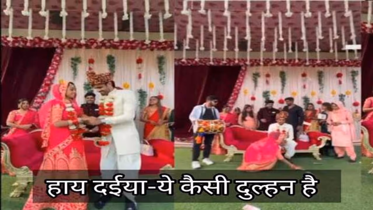 मजेदार VIDEO: जयमाल के दौरान नोटों की बारिश देख कूद पड़ी दुल्हन, दूल्हा शॉक्ड