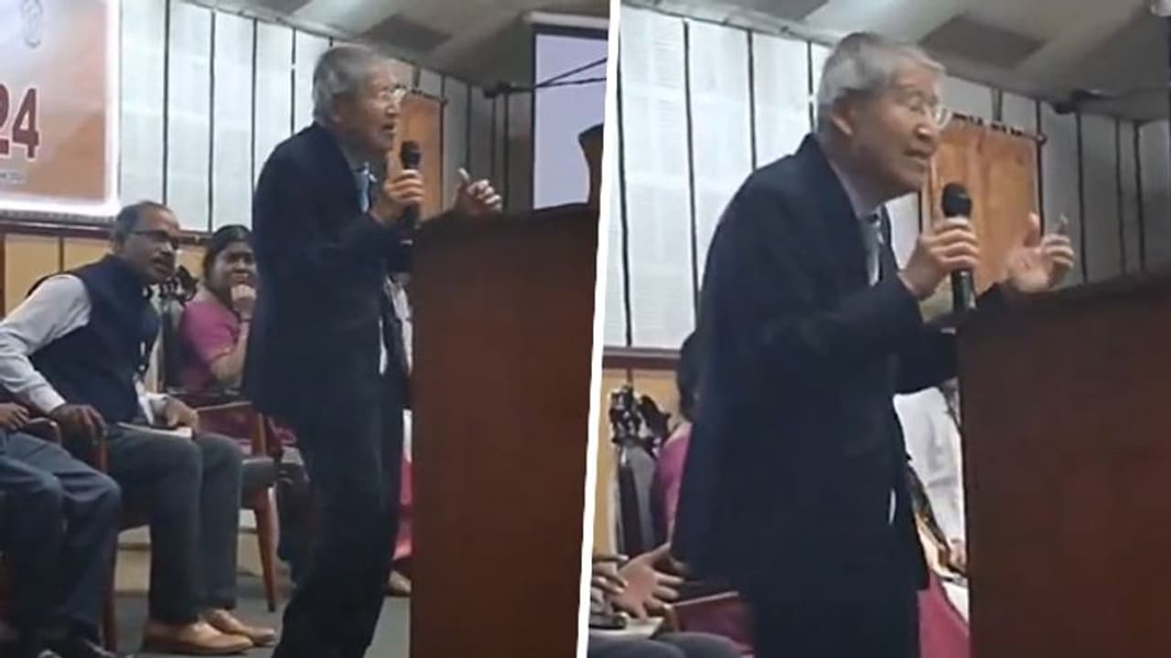 77 year old Japanese Mitsubishi executive sings Tamil song from Rajinikanth's film; WATCH viral video 77 year old Japanese Mitsubishi executive sings Tamil song from Rajinikanth's film; WATCH viral video