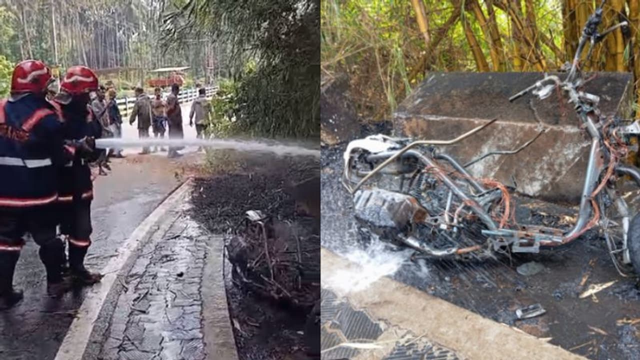 റോഡരികില്‍ സ്‌കൂട്ടര്‍ പാര്‍ക്ക് ചെയ്ത് പുഴയില്‍ കുളിക്കാന്‍ പോയി, തിരിച്ചെത്തിയപ്പോള്‍ ഒരുപിടി ചാരം മാത്രം !