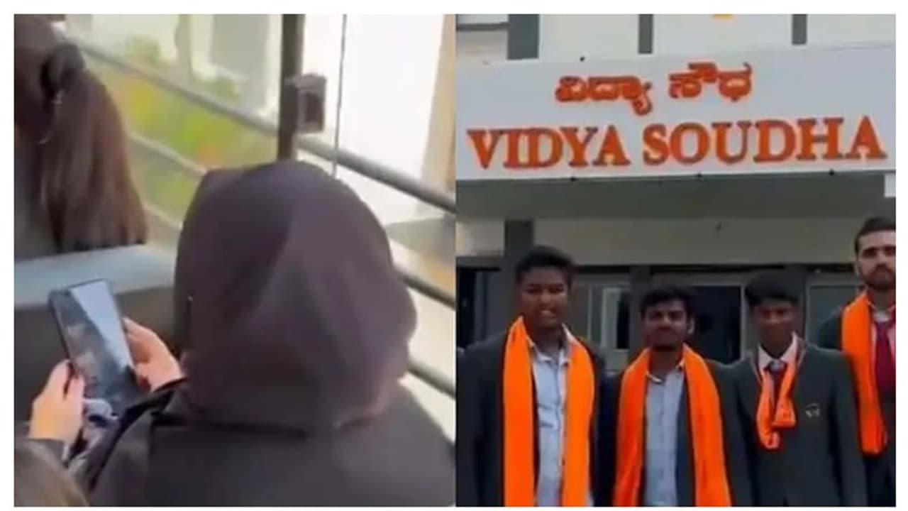 പെൺകുട്ടി ക്ലാസ് മുറിയിൽ ഹിജാബ് ധരിച്ച് വന്നു, കാവി ഷാൾ ധരിച്ച് പ്രതിഷേധം; കർണാടകയിൽ വീണ്ടും ഹിജാബ് വിവാദം പെൺകുട്ടി ക്ലാസ് മുറിയിൽ ഹിജാബ് ധരിച്ച് വന്നു, കാവി ഷാൾ ധരിച്ച് പ്രതിഷേധം; കർണാടകയിൽ വീണ്ടും ഹിജാബ് വിവാദം