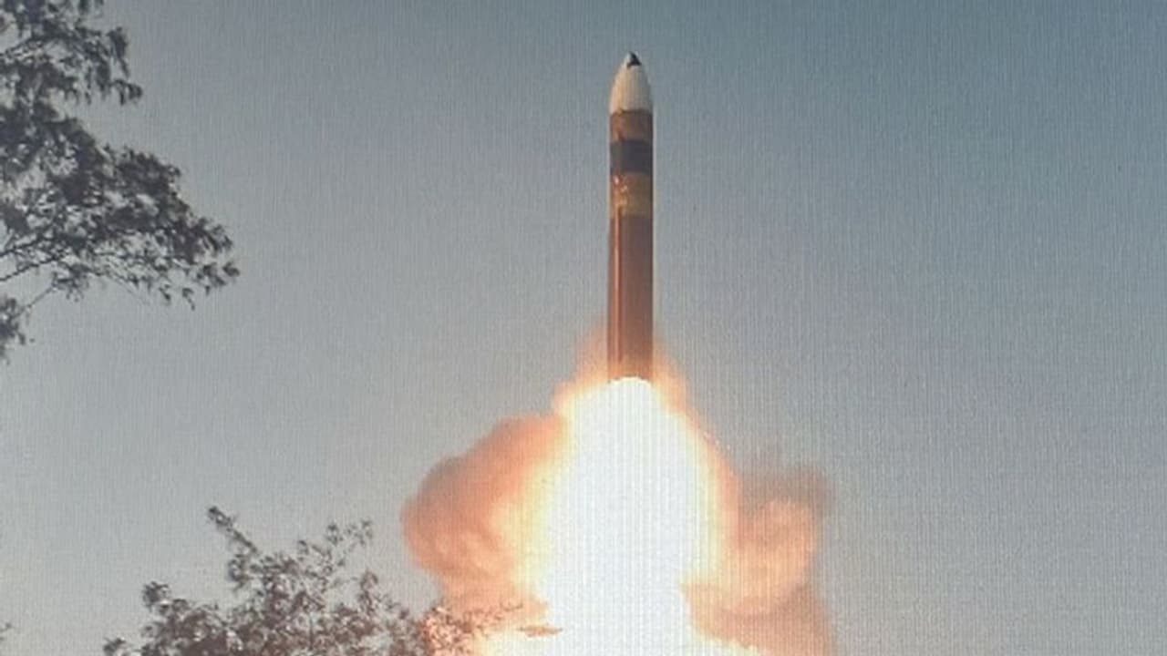 Mission Divyastra: DRDO releases photo of first flight test of Agni-5 missile with MIRV; see post