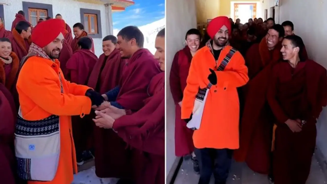 (Photos and Video) Diljit Dosanjh enjoys time with monks at monastery in Himachal Pradesh's Kinnaur (Photos and Video) Diljit Dosanjh enjoys time with monks at monastery in Himachal Pradesh's Kinnaur