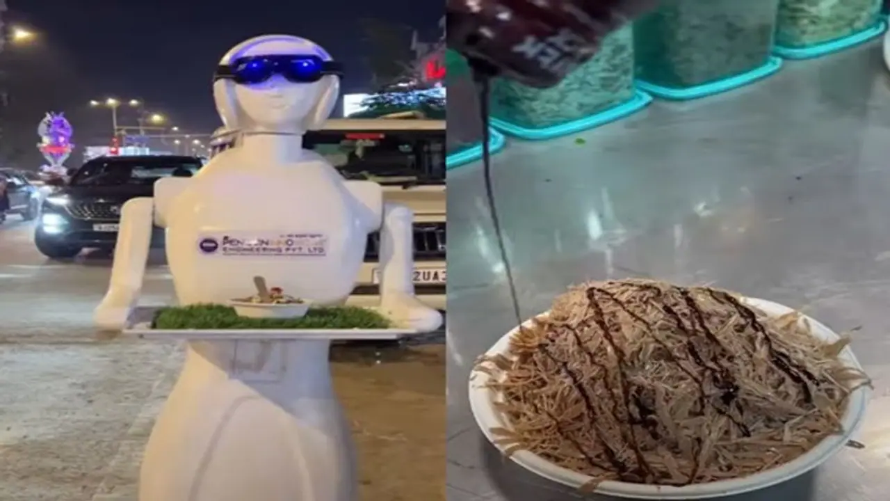 Viral Video: Aisha, the robot waiter that serves ice gola at Ahmedabad Cafe gets viral [Watch]