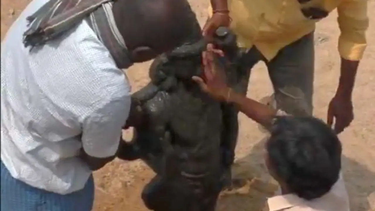 Rare idol of Lord Murugan in Brahmasastha form unearthed by boys playing near Tamil Nadu river (WATCH) Rare idol of Lord Murugan in Brahmasastha form unearthed by boys playing near Tamil Nadu river (WATCH)