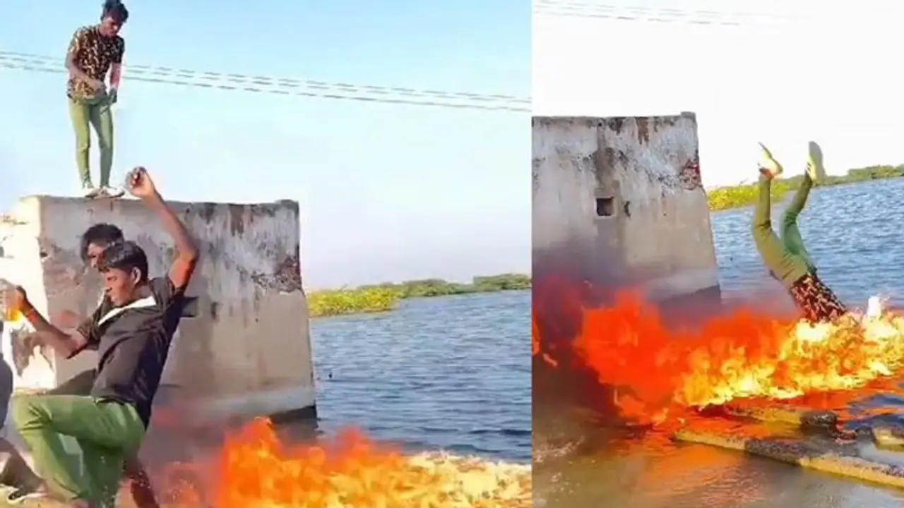 குளத்தில் பெட்ரோல் ஊற்றி தீவைத்து டைவ்! இன்ஸ்டாவில் ரீல்ஸ்! கெத்து காட்ட நினைத்து கொத்தாக சிக்கிய யூடியூபர்கள்