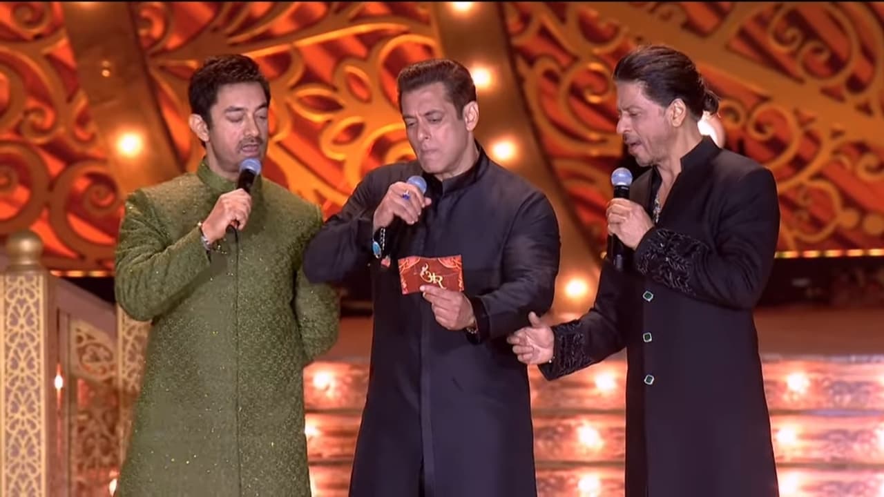 Shahruk khan Amir khan and Salman khan during pre wedding bash Shahruk khan Amir khan and Salman khan during pre wedding bash