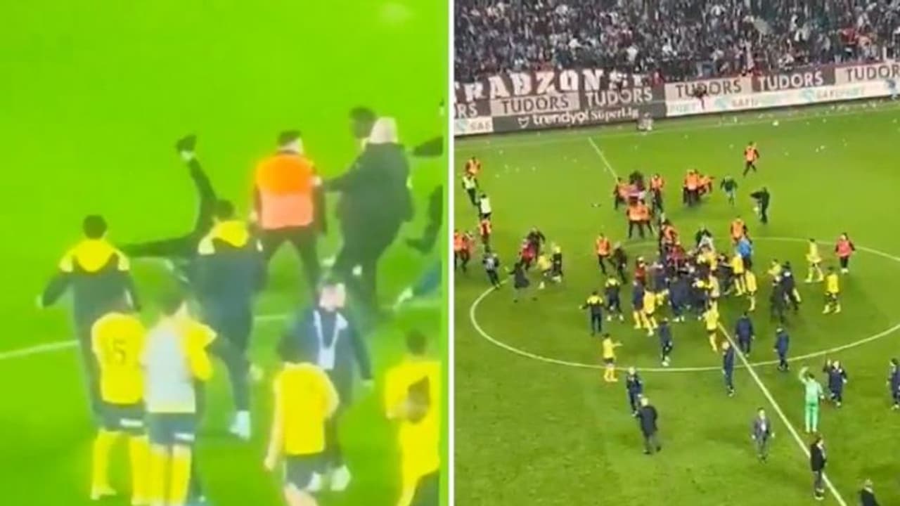 Turkish Super Lig: Violence erupts between Trabzonspor fans and Fenerbahce players (WATCH) Turkish Super Lig: Violence erupts between Trabzonspor fans and Fenerbahce players (WATCH)