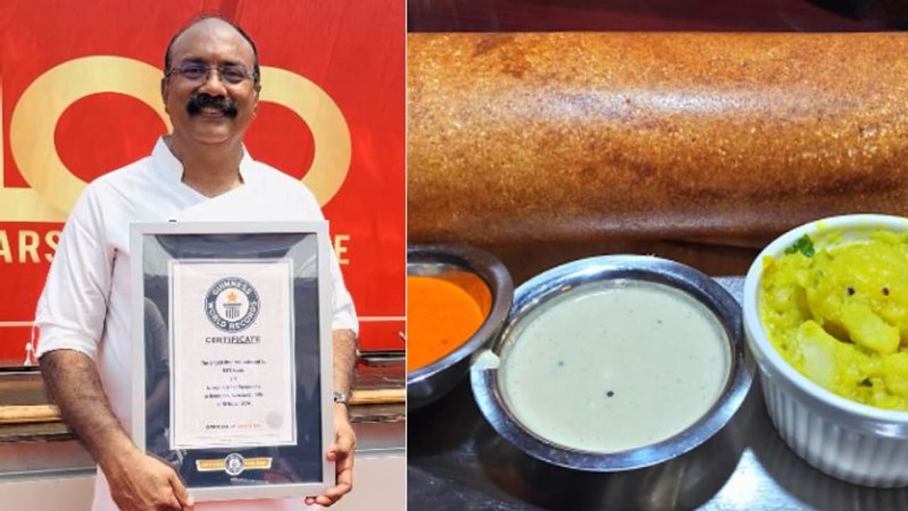 എങ്ങനെ മടക്കിയെന്തോ? 123 അടി നീളമുള്ള ദോശയുമായി മലയാളി ഷെഫ് എങ്ങനെ മടക്കിയെന്തോ? 123 അടി നീളമുള്ള ദോശയുമായി മലയാളി ഷെഫ്