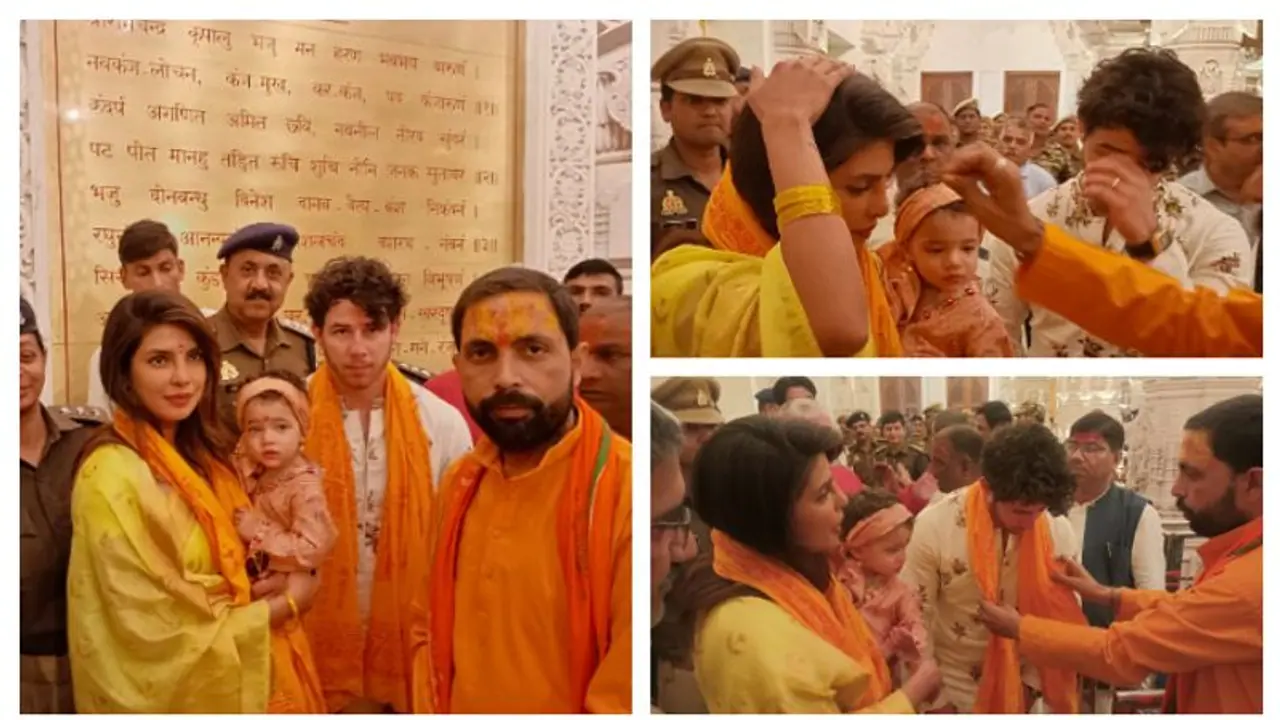 Priyanka Chopra, Nick Jonas visit Ram Mandir along with their daughter Malti amid chants of 'Jai Shree Ram' 